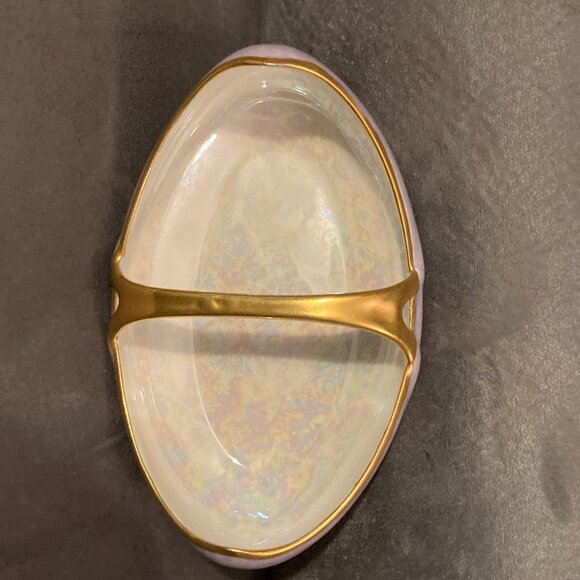VTG 1930's Bavaria Hutschenreuther Selb LHS Purple Iridescent CandyDish-6.5"-EUC - Picture 8 of 10